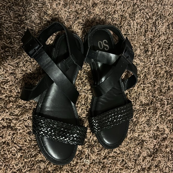 SO cider black strappy sandals size 6 - Picture 2 of 4